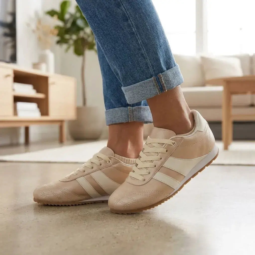 Zapatilla Y40 casual deportiva con acabado texturizado, cordones y suela ligera. Disponible en negro, dorado, blanco con negro, café y negro con plata.