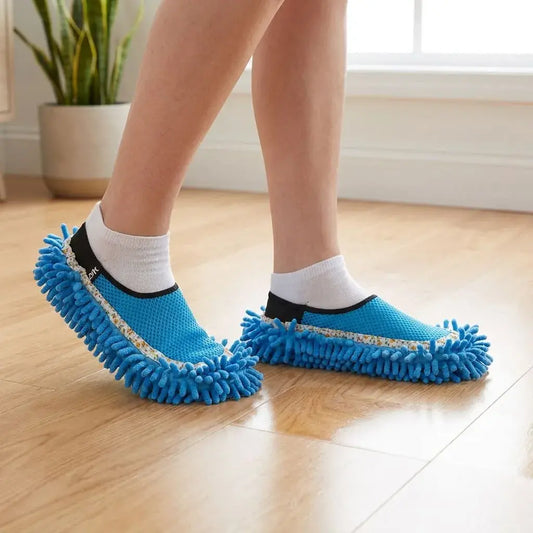Zapatones de microfibra para limpiar pisos mientras caminas. Reutilizables, absorbentes y prácticos para limpieza diaria sin esfuerzo.