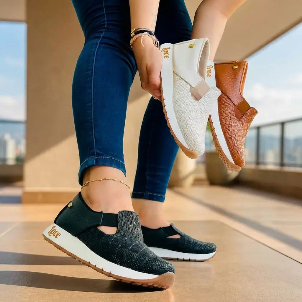 Zapatos Casuales para Dama Extra Confort. Calzado liviano, moderno y cómodo con material sintético resistente, suela inyectada antideslizante y diseño versátil.