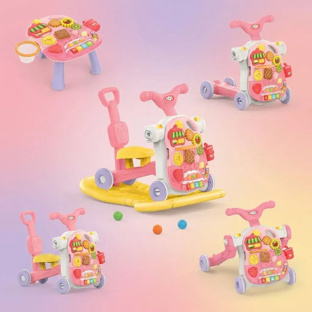 Caminador para Bebés 4 en 1 con Centro de Actividades, Soporte y Diversión Interactiva